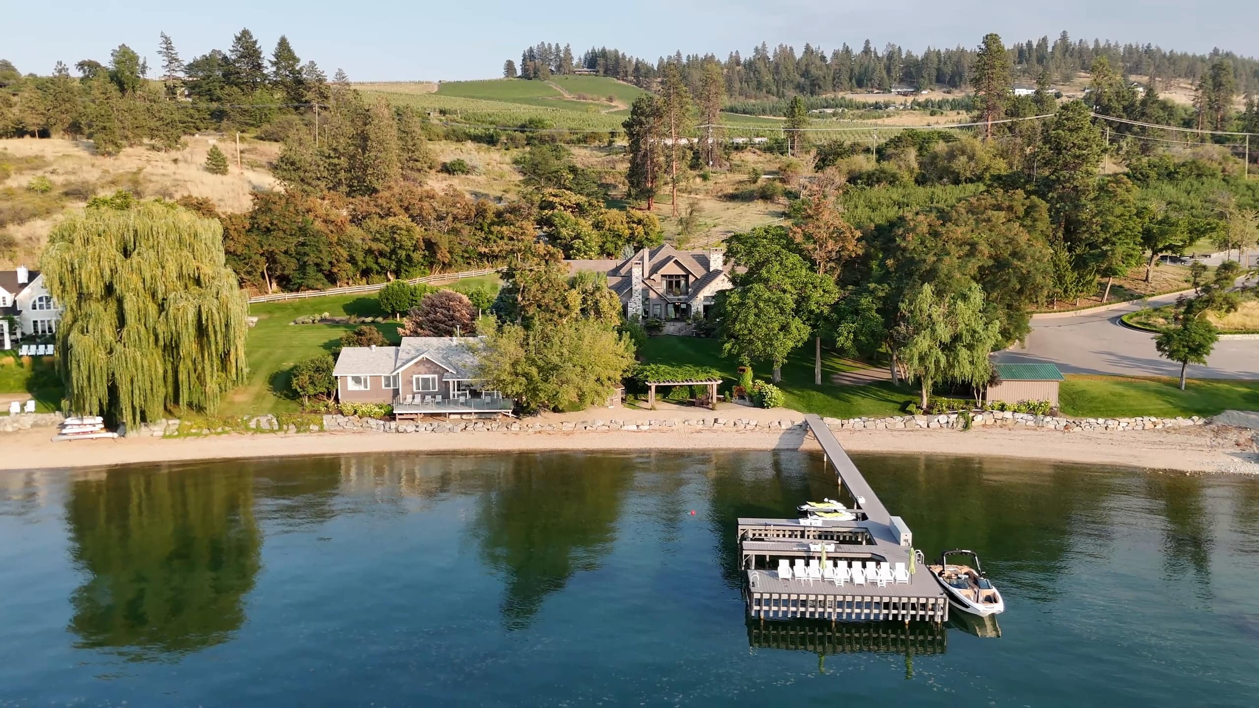 12056 Okanagan Centre Road W, Lake Country: lakefront aerial