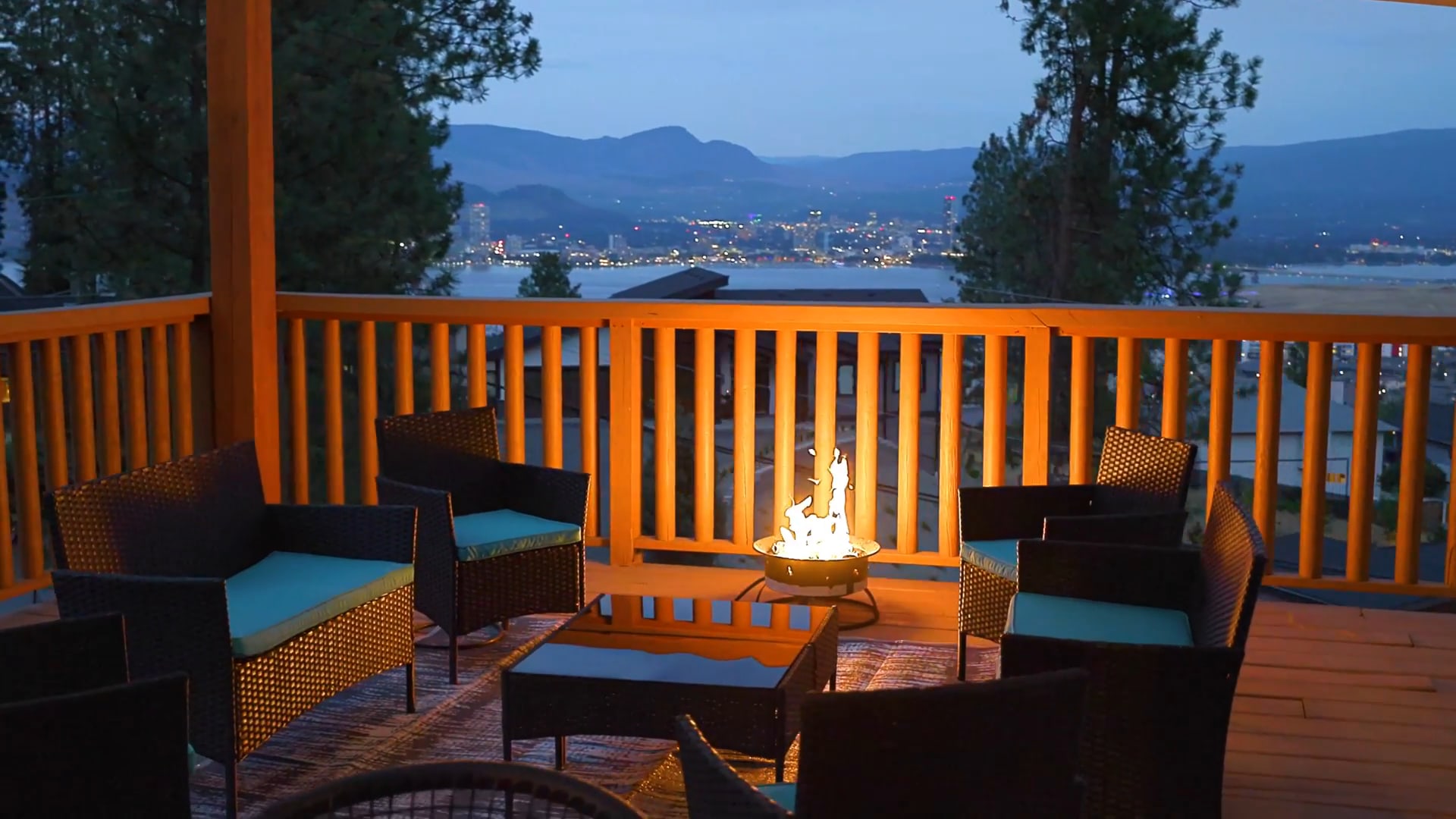 1469 Vancouver Road, West Kelowna: deck at dusk